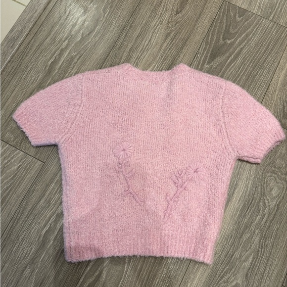 Zara Soft Pink Bouclé Knit Top - Picture 2 of 3